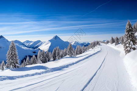 森林的雪道图片