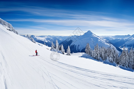 雪山的滑雪图片