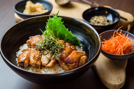 清远鸡美味的鸡肉米饭背景