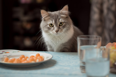 宠物小猫前的食物图片