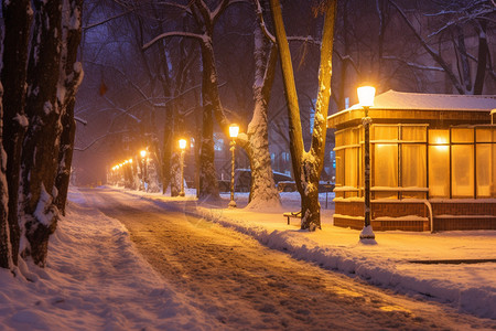 白雪皑皑的街道图片