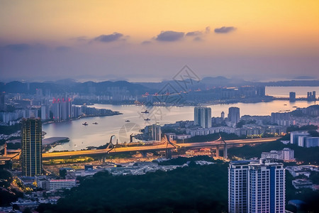 高楼大厦遍布的沿海城市图片