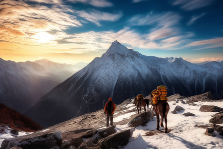 进行登山极限运动的人图片