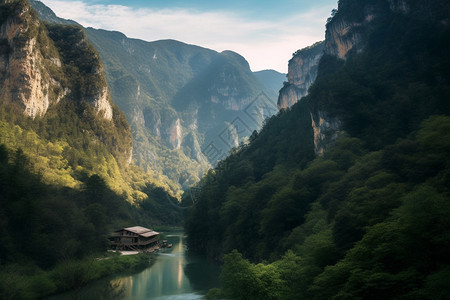 植被茂盛的山谷图片