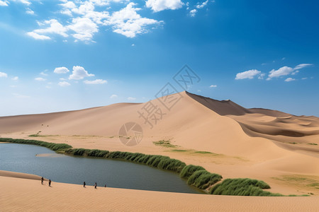 沙漠中出现的淡水湖图片