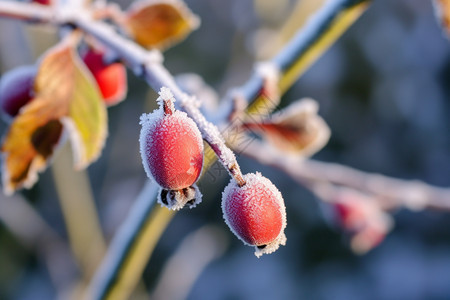 户外植物上的冰霜图片