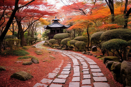 宁静的日本佛教公园图片