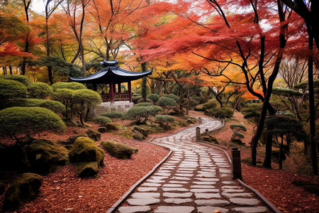 日本山林中的小路图片