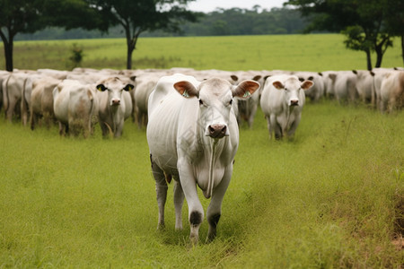 人工饲养牛的特写镜头图片