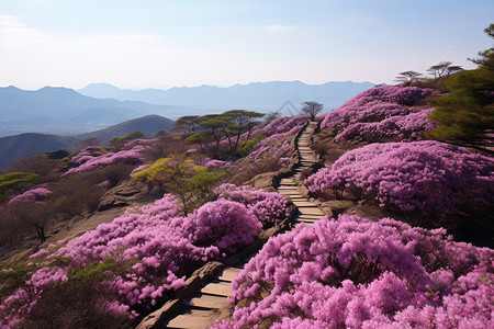 春天盛开的杜鹃花背景图片