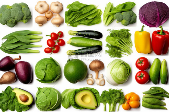 绿色蔬菜拼贴图图片