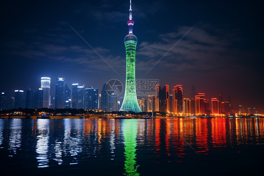 夜晚的广州塔高清图片下载-正版图片600302706-摄图网