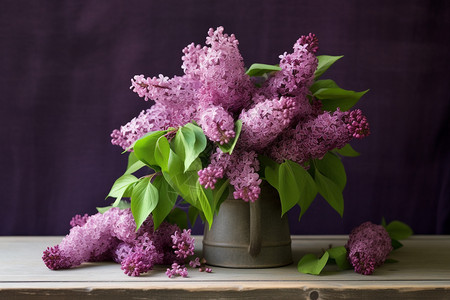 花瓶中的丁香花图片