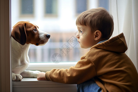 宠物狗和孩子高清图片