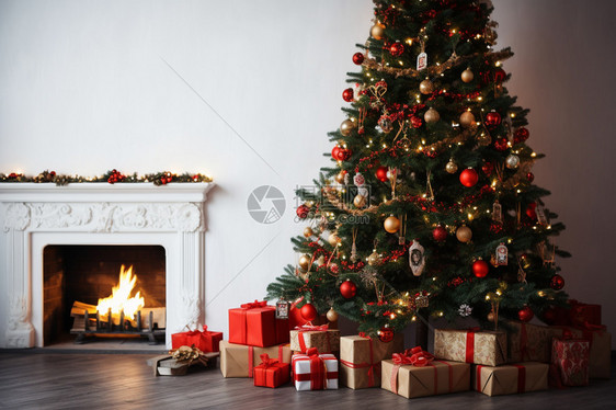 家中的圣诞树和礼物图片