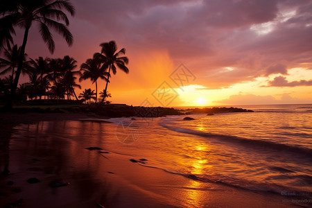夏威夷海滩的美丽风景图片