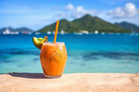 海边度假的饮料图片