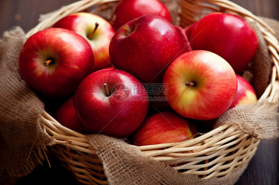 篮筐中的红苹果图片