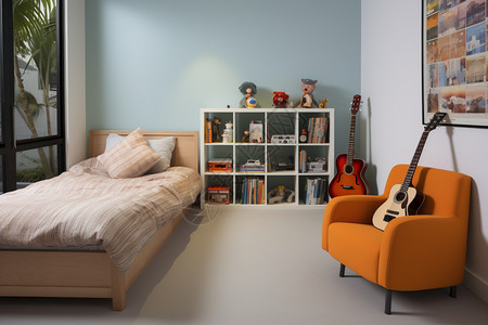 儿童吉他温馨的儿童卧室背景