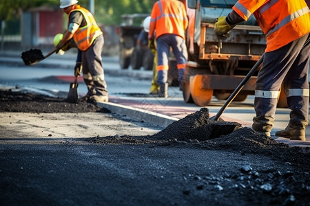 建筑工人的道路建设图片