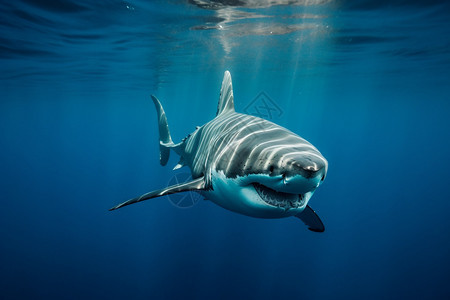 海洋中的野生大白鲨图片