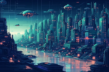 未来科技感城市背景图片