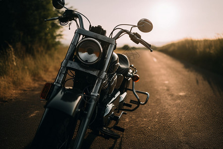 乡村道路上的摩托车图片