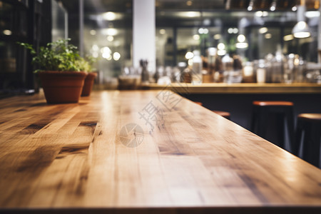 咖啡厅内木质的桌子图片