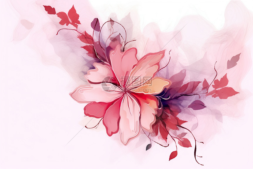 水彩花朵艺术插图图片