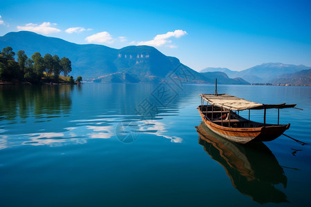 泸沽湖户外湖泊风光背景