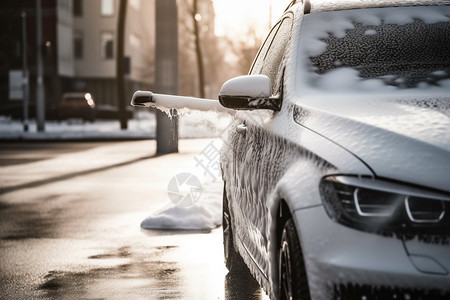 街道洗涤的汽车背景图片