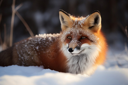 雪地中的野生狐狸图片