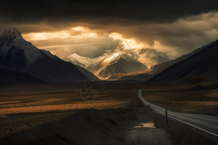 云雾山谷山脉中的交通道路背景