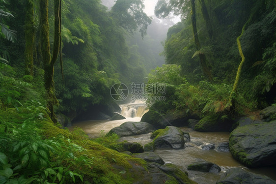 户外的植被和河流图片