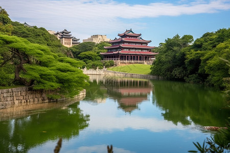日本建筑美丽的日本寺庙背景