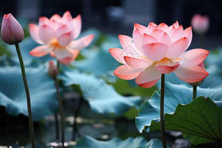 池塘里的荷花背景图片