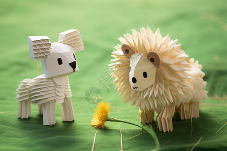 手工制作的动物折纸背景图片