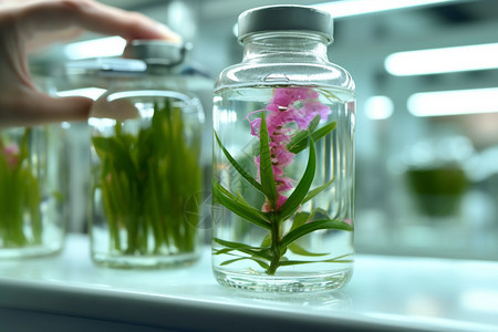 无菌培养瓶中的绿植图片