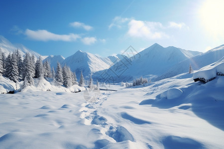 冬季的美丽雪山图片