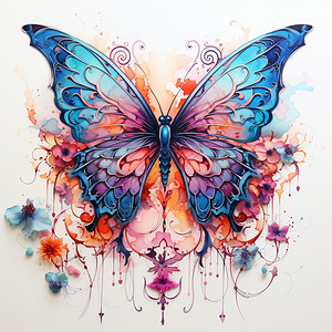水彩风格的蝴蝶插图背景图片