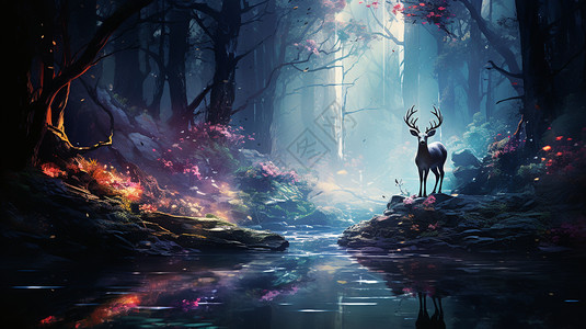 森林中奇妙的麋鹿图片