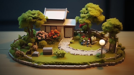 小花园黏土模型图片
