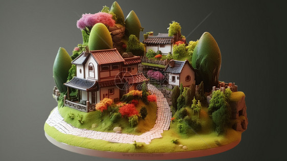 3D手工制作小花园风景图片