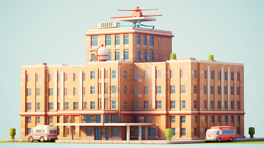 医院建筑艺术插图背景图片
