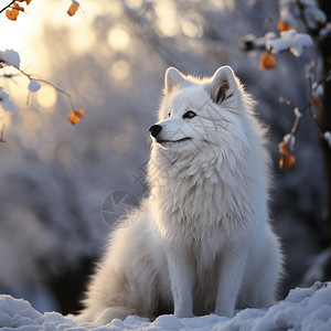 美丽的白狐背景图片