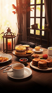 新中式中秋节餐桌图片