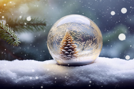 圣诞玻璃球玻璃球里的圣诞树设计图片