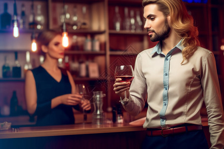 男人在酒吧里喝酒图片