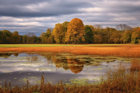 湿地公园秋天风景图片