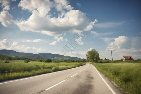 美丽云彩下的道路图片